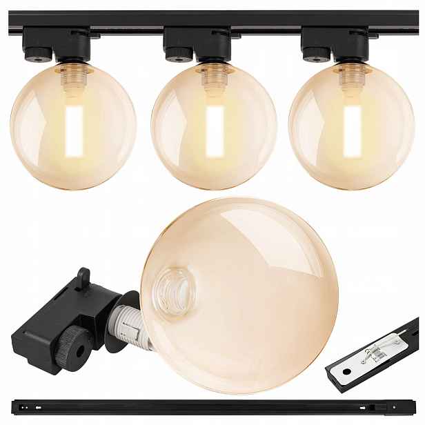 Kolejové osvětlení Listwa 1 m 3x Svítidlo Amber jantarová koule Led lampa