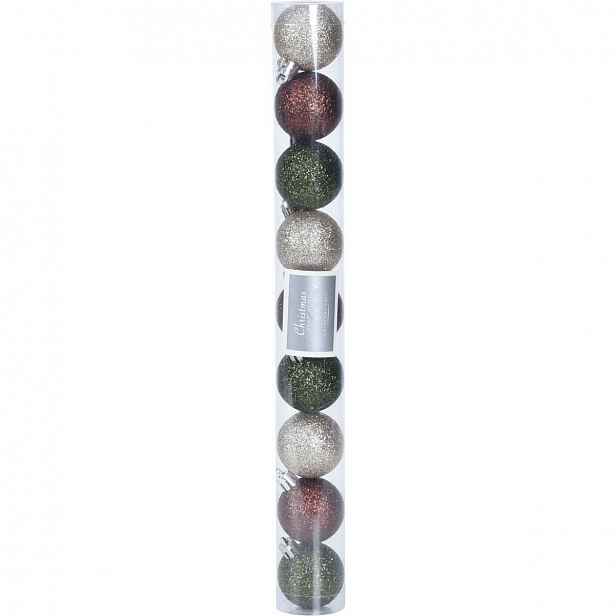 Sada Vánočních ozdob Glitter hnědá, pr. 4 cm, 9 ks