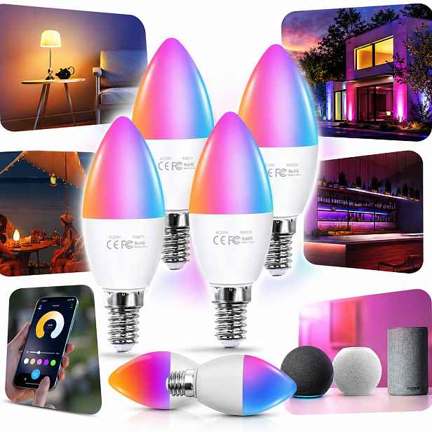4x Smart Rgb Wi-Fi žárovka Alexa E14 Inteligentní žárovka Sada 4 ks