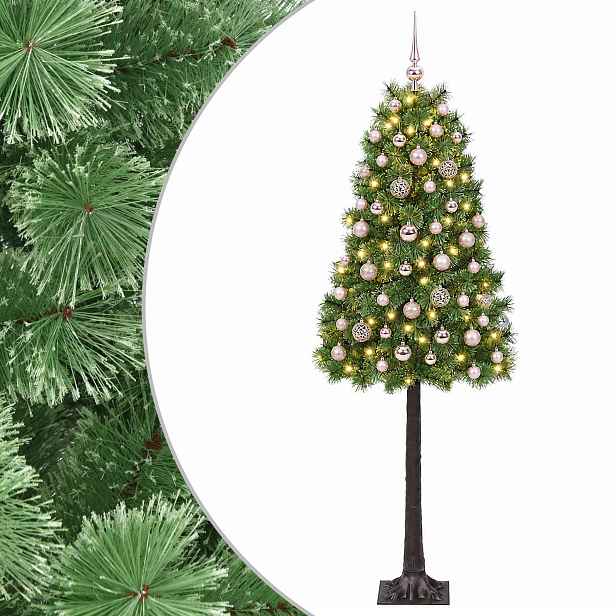vidaXL Umělý kloubový vánoční stromeček s baňkami 120 cm 150 LED