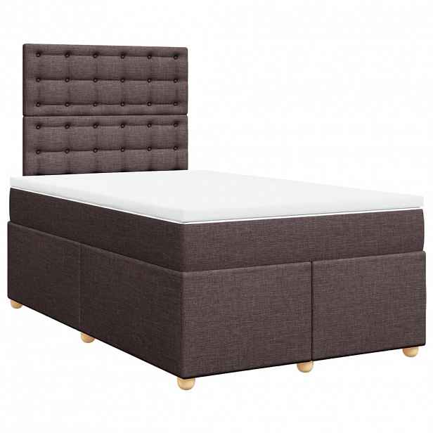 vidaXL Box spring postel s matrací tmavě hnědá 120x190 cm textil