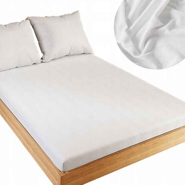 Bavlněné prostěradlo s gumičkou Bílé 220x200 cm Jersey 140 g/m² 001