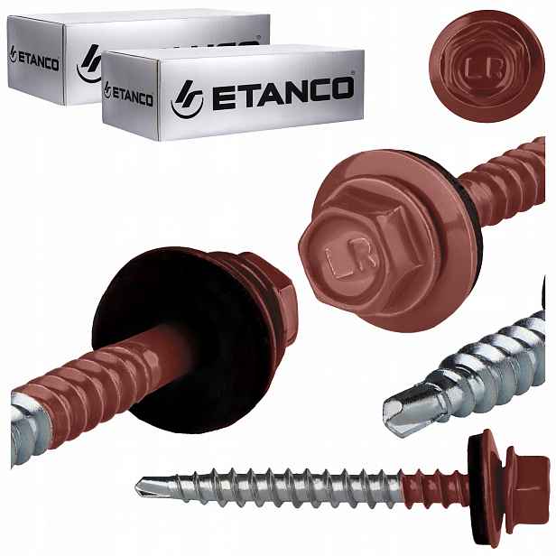 Farmářské vruty 4,8x50 mm Ral 3009 200 ks plechových vrutů Etanco GTF2 Z14