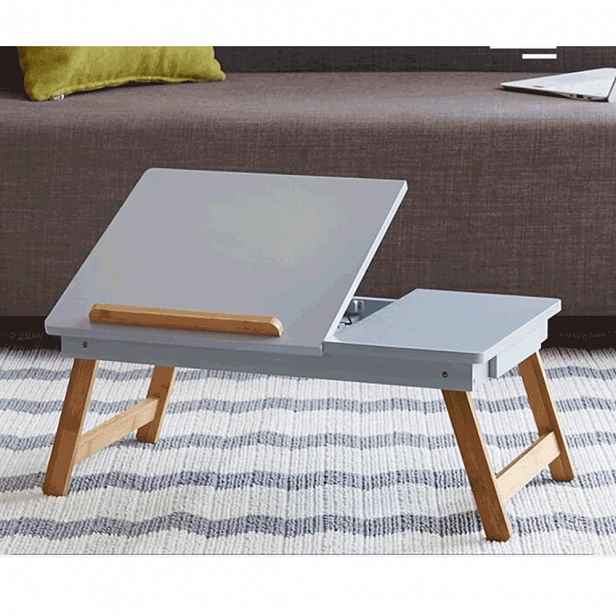 Příruční stolek na notebook MELTEN bílá / bambus Tempo Kondela
