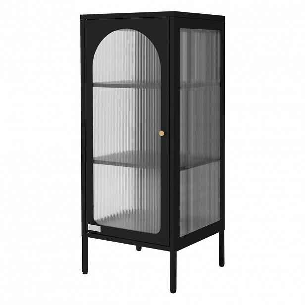 ML-DESIGN VITRÍNOVÁ SKŘÍŇ, 42 x 102,5 x 40 cm, černá, z oceli, se 3 policemi a 1 dvířky