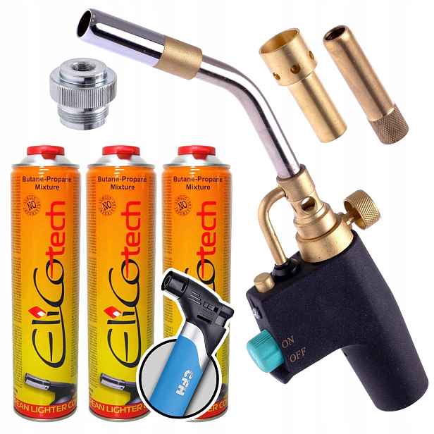 Plynový Hořák Mapp Piezoelektrický Zapalovač 3 Trysky Turbo Swirl 3X Láhev Cfh