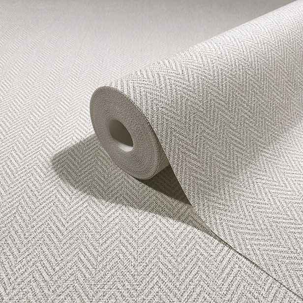 Světle šedá vinylová tapeta s jedličkou na flizelině, struktura 10 M X 106 CM