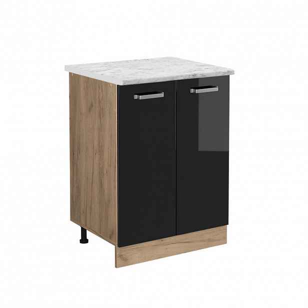 Vicco SPODNÍ SKŘÍŇKA KUCHYŇSKÉ LINKY R-Line Černý vysoký lesk 60 cm PD Mramor