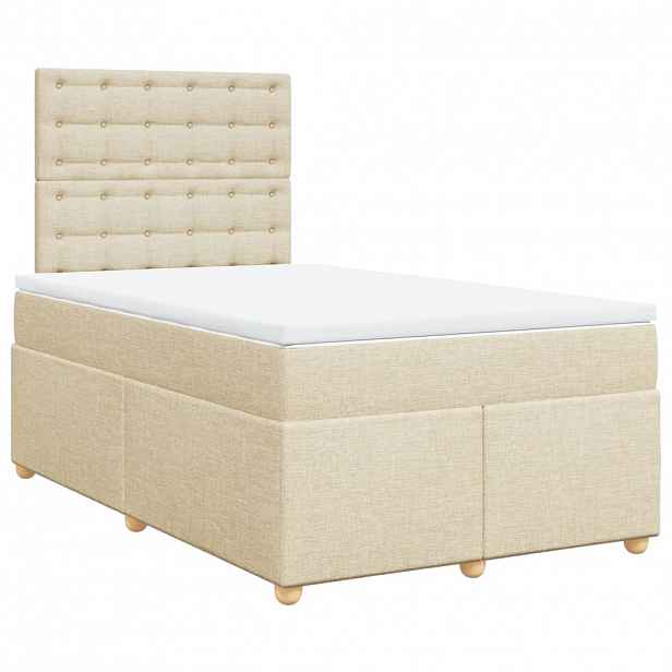 vidaXL Box spring postel s matrací krémová 120x190 cm textil
