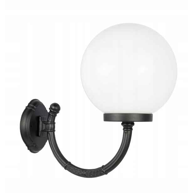 Černá zahradní nástěnná lampa s bílou nebo kouřovou koulí 25 cm IP43 Su-ma
