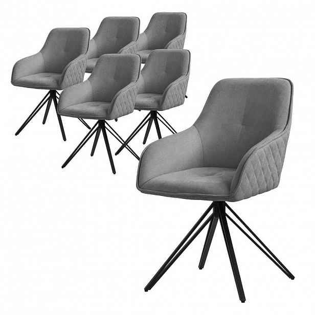 ML-DESIGN JÍDELNÍ ŽIDLE SADA 2 KS otočná šedá tkanina