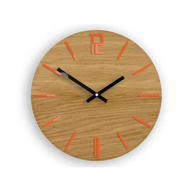 ModernClock Nástěnné hodiny Carlo Wood hnědo-oranžové
