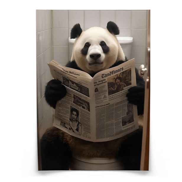 Muralo PLAKÁT do Koupelny a WC PANDA na Toaletě s Novinami Abstrakce 30x40cm