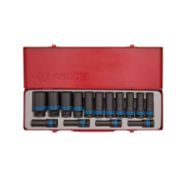 Sada rázových nástrčných prodloužených hlavic King Tony 1/2 CrMo 6 hran, 10 - 32 mm 4415MP03