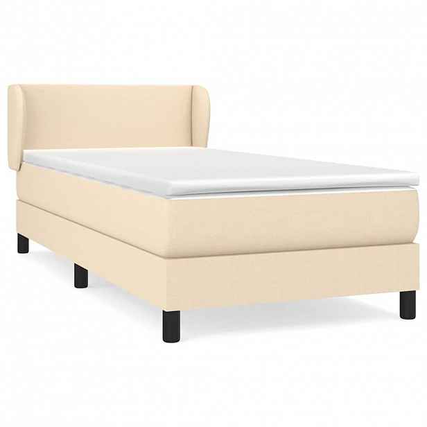vidaXL Box spring postel s matrací krémová 100 x 200 cm textil