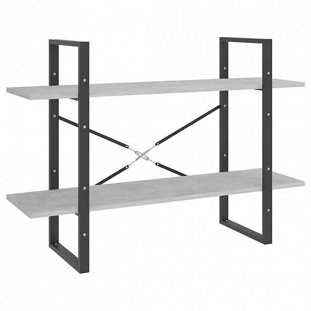 vidaXL Knihovna se 2 policemi betonově šedá 100 x 30 x 70 cm kompozit