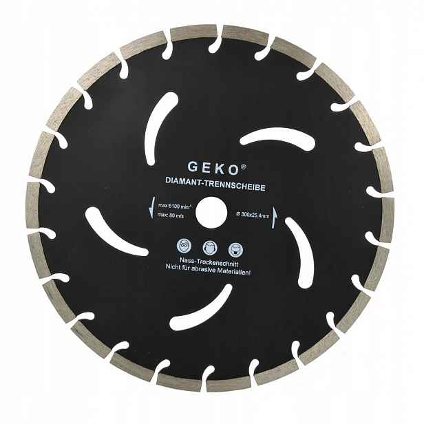 Diamantový kotouč segmentový Geko G00296 300x3x25,4 černý