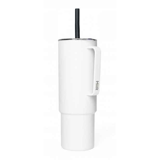 Módní velký hrnek do auta 1L s brčkem Miir All Day Straw Cup bílý