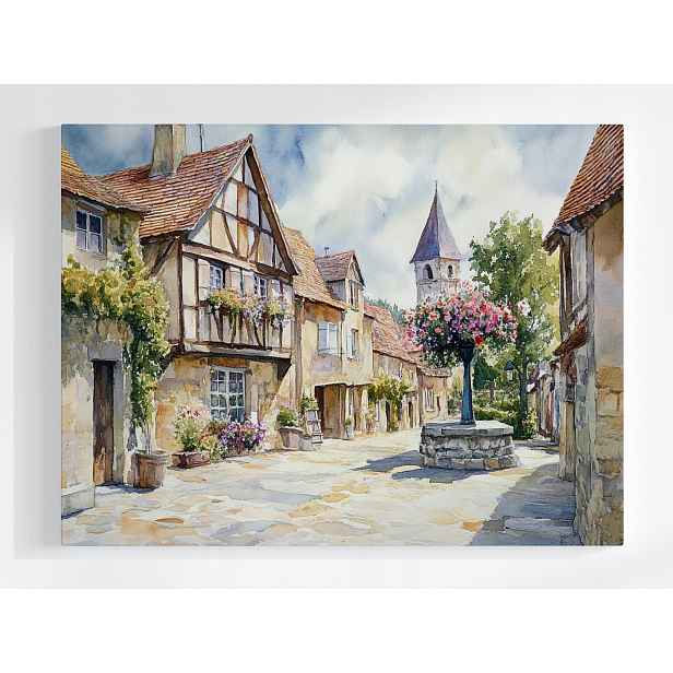 Plakát Francouzská Ulička Provence Akvarel Vintage 100x75