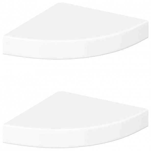 vidaXL Plovoucí rohové police 2 ks, vysoce lesklé bílé, 25 x 25 x 3,8 cm, MDF