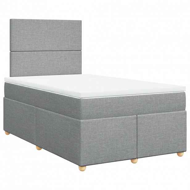 vidaXL Box spring postel s matrací světle šedá 120 x 200 cm textil