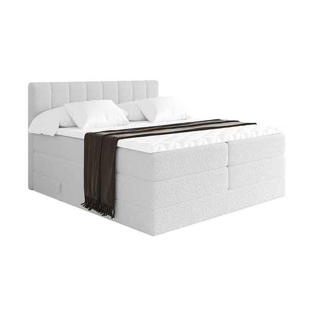 ALTDECOR BOXSPRINGOVÁ POSTEL s matrací H3/H4 - OTTA KING - 200x200 cm Bílá