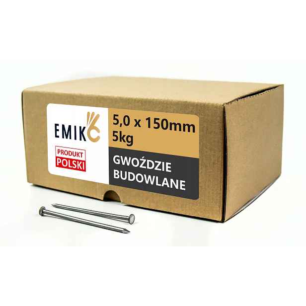 Stavební hřebíky 5,0x150 mm 6 palců Černé Hladké 6" 5x150 5 kg 6 Ks.