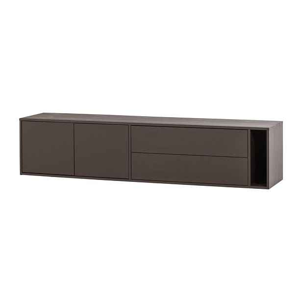 Tmavě hnědý TV stolek z borovicového dřeva 200x45x44 cm Settle Down – vtwonen