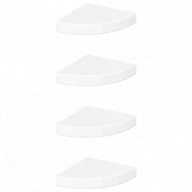vidaXL Plovoucí rohové police 4 ks, vysoce lesklé bílé, 25 x 25 x 3,8 cm, MDF