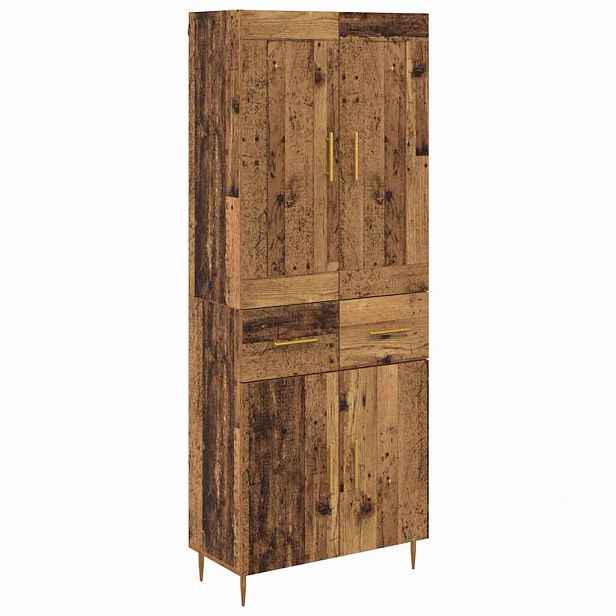 vidaXL Vysoký bufet Staré dřevo 69,5 x 34 x 180 cm Kompozitní dřevo