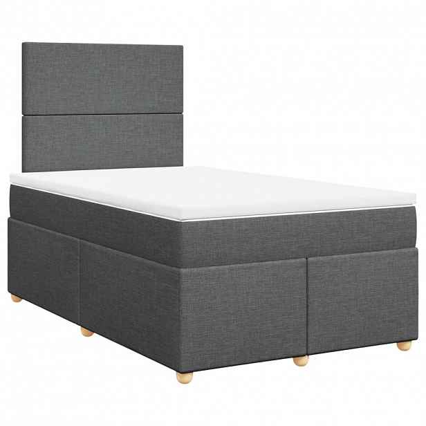 vidaXL Box spring postel s matrací tmavě šedá 120x200 cm textil