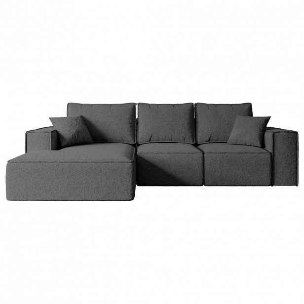 ALTDECOR ROHOVÁ SEDACÍ SOUPRAVA s funkcí lůžka a úložným prostorem SERRA-L-S – 266x161x87 cm šedá buklé