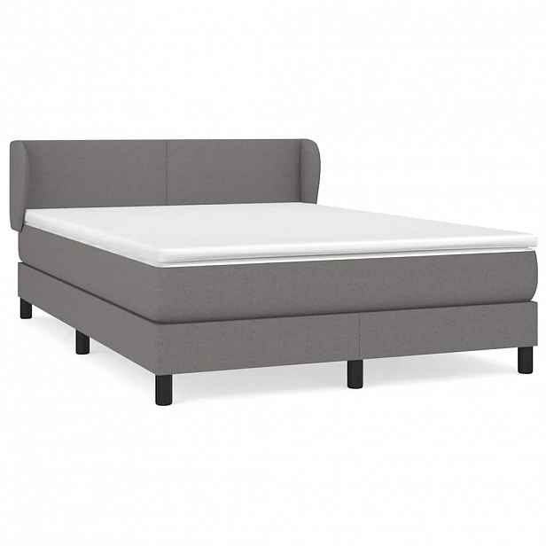 vidaXL Box spring postel s matrací tmavě šedý 140 x 190 cm textil