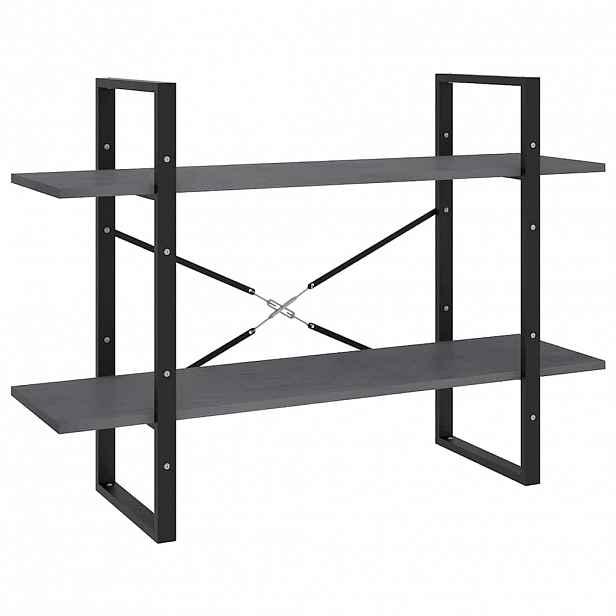 vidaXL Knihovna se 2 policemi šedá 100 x 30 x 70 cm masivní borovice