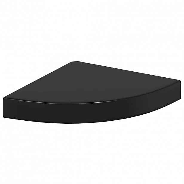 vidaXL Plovoucí rohová police černá vysoký lesk 25 x 25 x 3,8 cm MDF