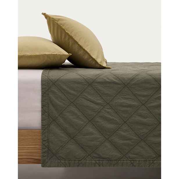 Zelený bavlněný prošívaný přehoz 240x260 cm Serla – Kave Home