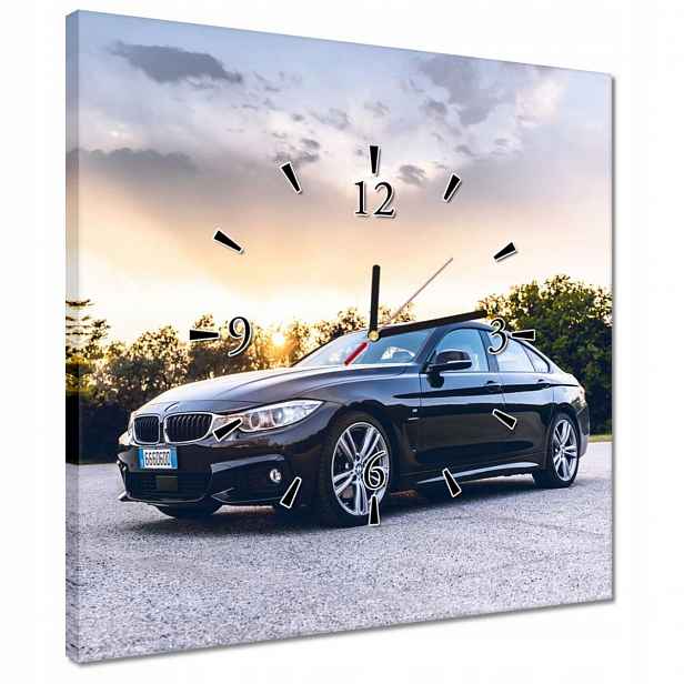 Černé hodiny 40x40 Bmw