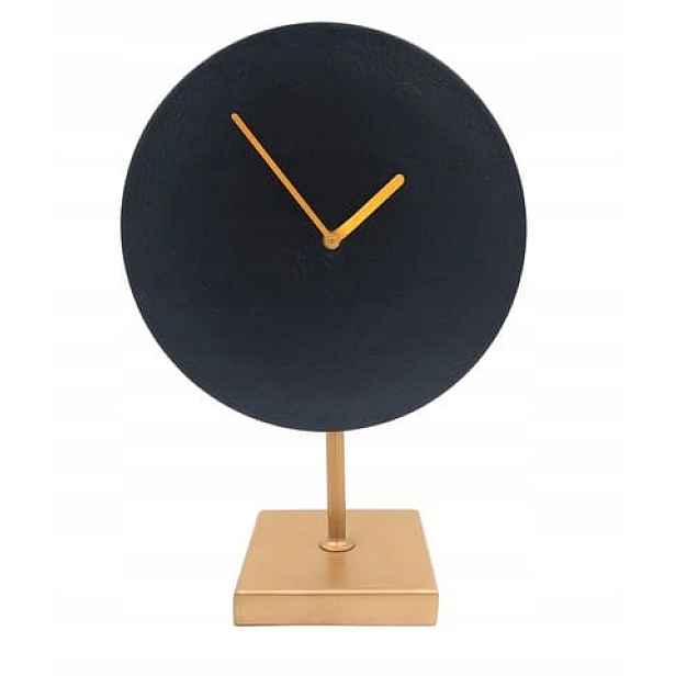 Elegantní kovové hodiny, ciferník průměr 26 cm, na podstavci, stojací