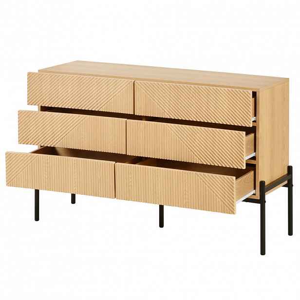 Modfu KOMODA z MDF 115,5x75x38 cm přírodní se 6 zásuvkami a 3D geometrickým dekorem