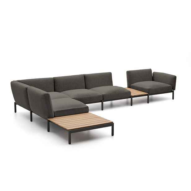 Tmavě šedá čalouněná zahradní pohovka (levý roh) Sorells – Kave Home