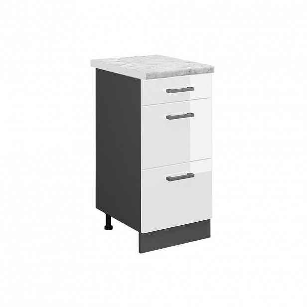 Vicco SPODNÍ SKŘÍŇKA KUCHYŇSKÉ LINKY R-Line Bílá vysoký lesk 40 cm PD Mramor