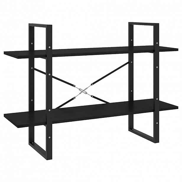 vidaXL Knihovna se 2 policemi černá 100 x 30 x 70 cm masivní borovice