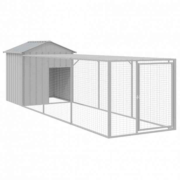 vidaXL Kurník s výběhem světle šedý 117x405x123 cm pozinkovaná ocel