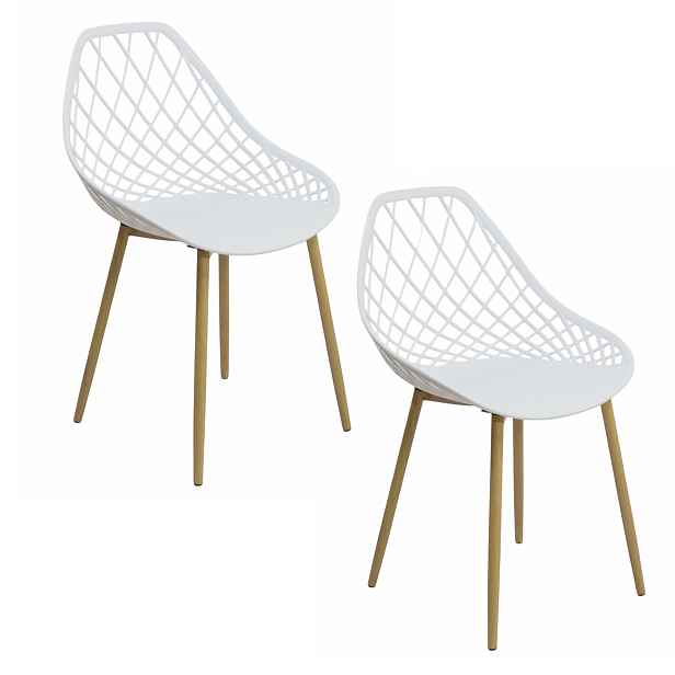 Skandinávské perforované křeslo Loft Bílé Moderní křeslo do obývacího pokoje Kuchyně x2