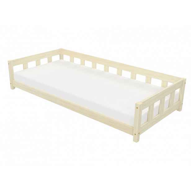 Benlemi Jednolůžková postel PLOTTY se zábranou Zvolte barvu: Nelakovaná, Zvolte rozměr: 90x160 cm, Zvolte zábranu: S otevřeným vstupem