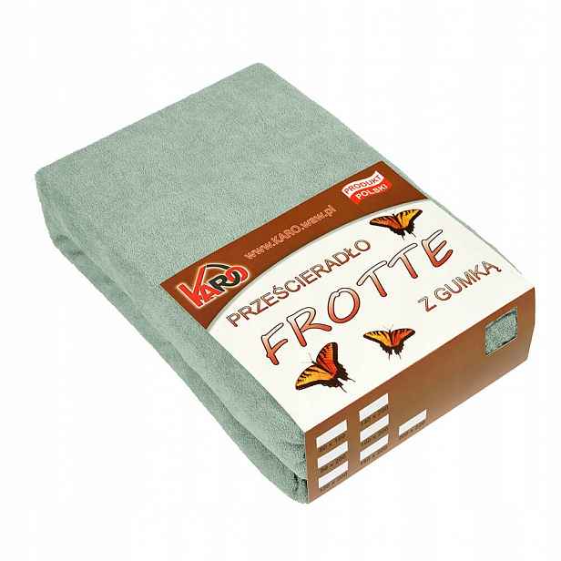 Froté prostěradlo s gumou 200x220 olivové Karo