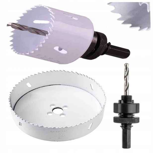 Korunkový Vrták na dřevo, kov, krajka, průměr 127 mm, bimetalová adaptér Hex
