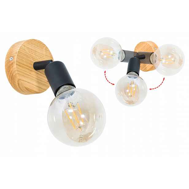 Stropní Svítidlo Závěsná stropní lampa Dubová Retro Ovál 10 cm E27 Pohyblivá Nástěnný