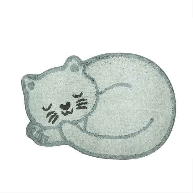 Světle modrý bavlněný dětský koberec 43x60 cm Sleeping Cat – Sass & Belle