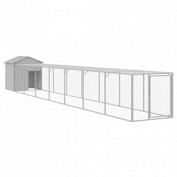 vidaXL Kurník s výběhem světle šedý 117x813x123 cm pozinkovaná ocel